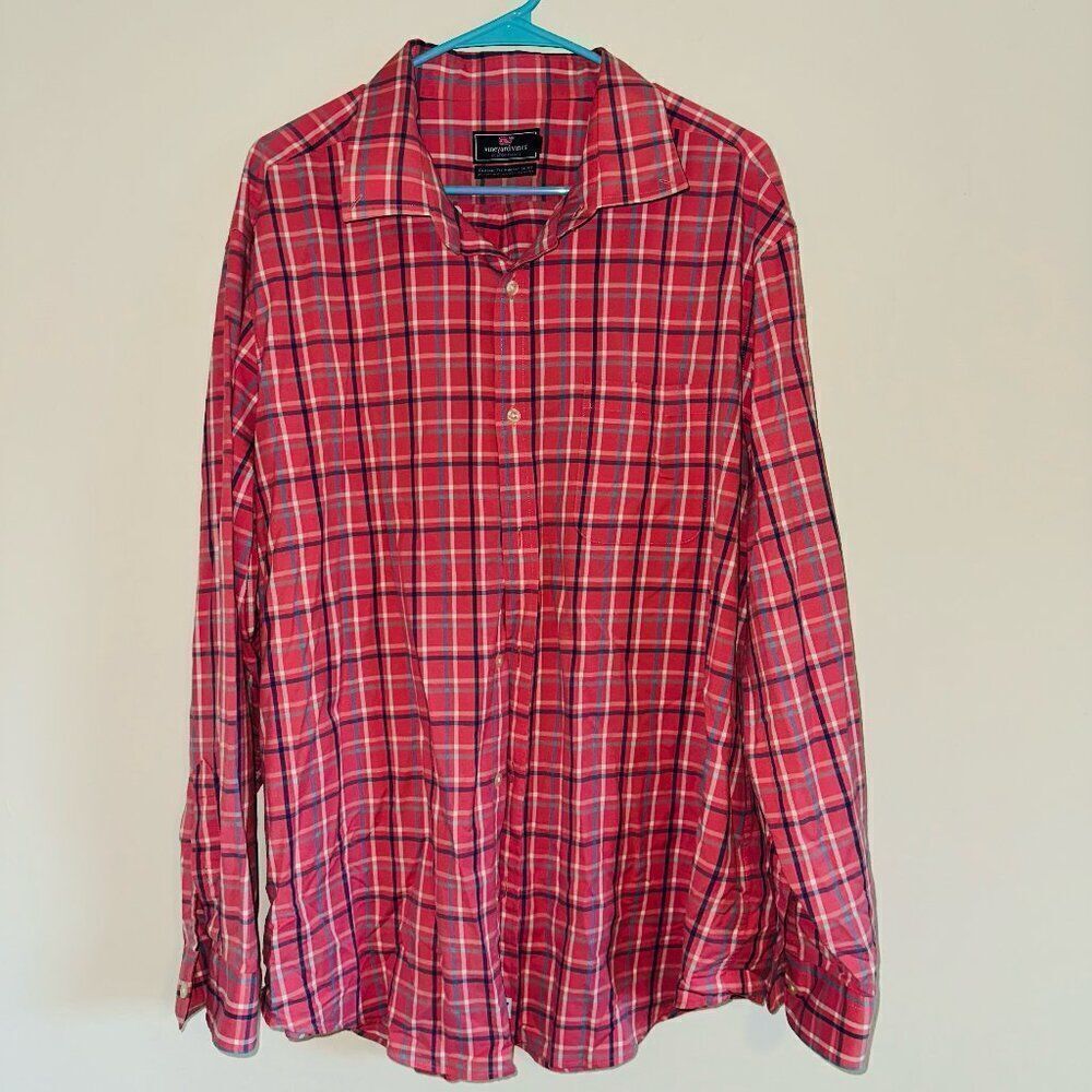 Men's Vineyard Vines Class Fit Murray Performance Plaid Shirt SIZE XXL